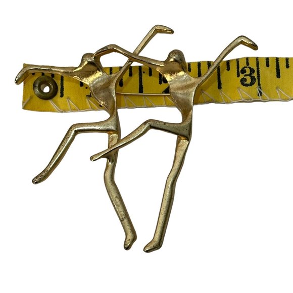 (10-231) Vintage Matte Gold Abstract 2 Dancers Brooch - Picture 2 of 8